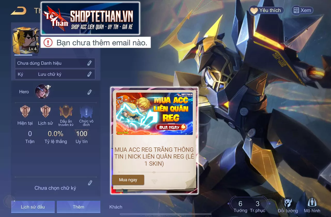 ACC REG: Triệu Vân Kỵ sĩ tận thế, sẵn tướng, free đổi tên, trắng thông tin, bao ban bao back